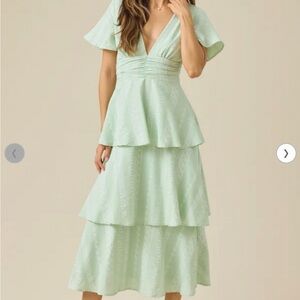 Altar'd State Mint Green V-Neck Midi Dress